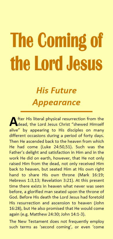 The Coming Again of the Lord